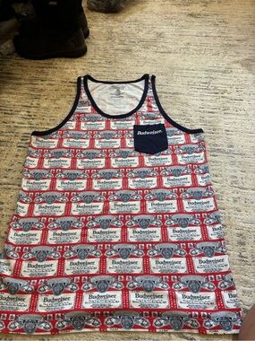 Budweiser Red, White & Navy Graphic Pocket Tank